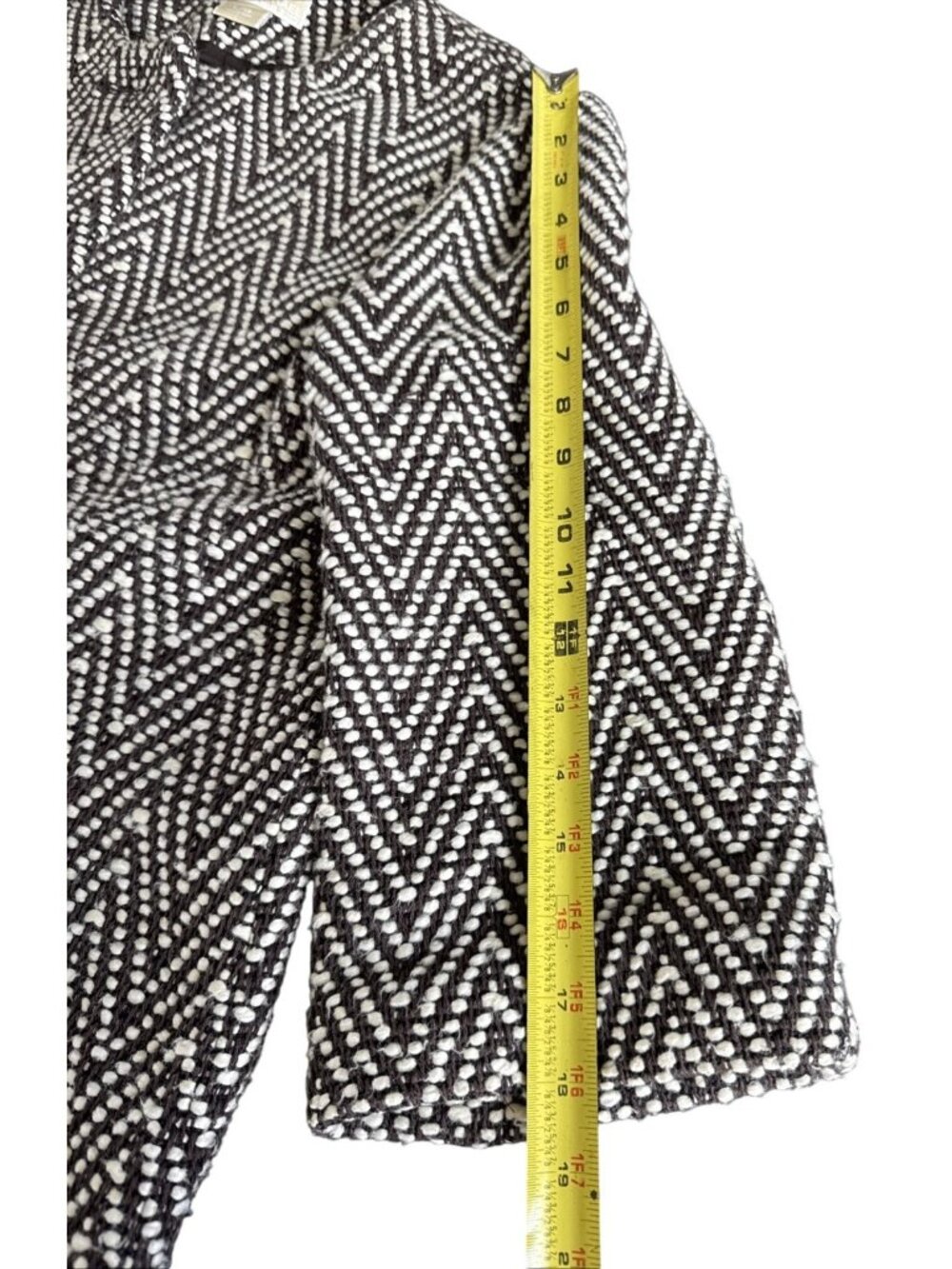 Michael Kors Womens Herringbone Brown & White Wool Blend Long Coat Size L - Picture 11 of 11